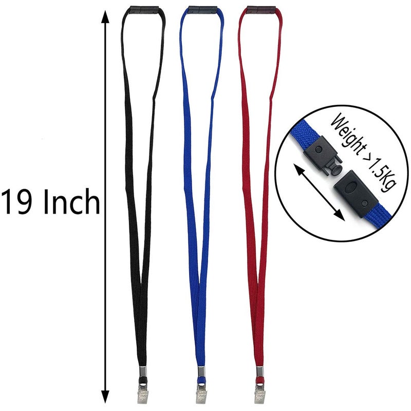 Bird Fiy Lanyards Breakaway Bulk Black Lanyards Neck Flat Safety Badge Lanyard Bulldog Clip (Black, 50 PCS) - Image 2